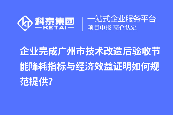企业完成广州市技术改造后验收节能降耗指标与经济效益证明如何规范提供？