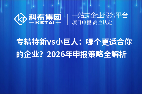 专精特新 vs 小巨人：哪个更适合你的企业？2026年申报策略全解析