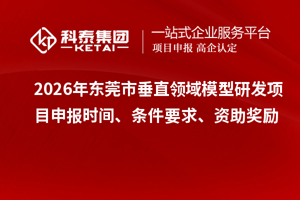 2026年东莞市垂直领域模型研发项目申报时间、条件要求、资助奖励